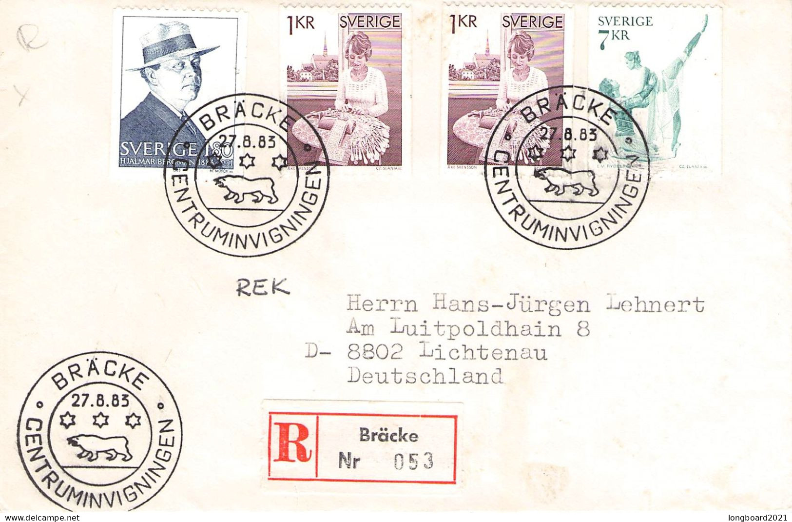 SWEDEN - REGISTERED MAIL 1983 BRÄCKE - DE / 2099 - Storia Postale