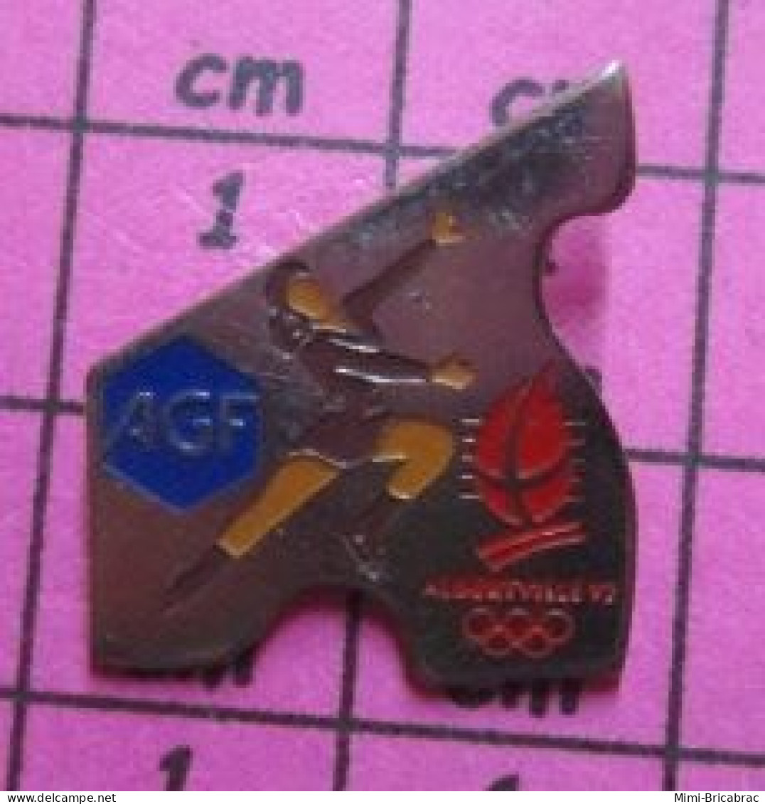 1518A Pin's Pins / Beau Et Rare / THEME : SPORTS / PATINAGE ARTISTIQUE AGF PUZZLE JEUX OLYMPIQUES ALBERTVILLE - Pattinaggio Artistico