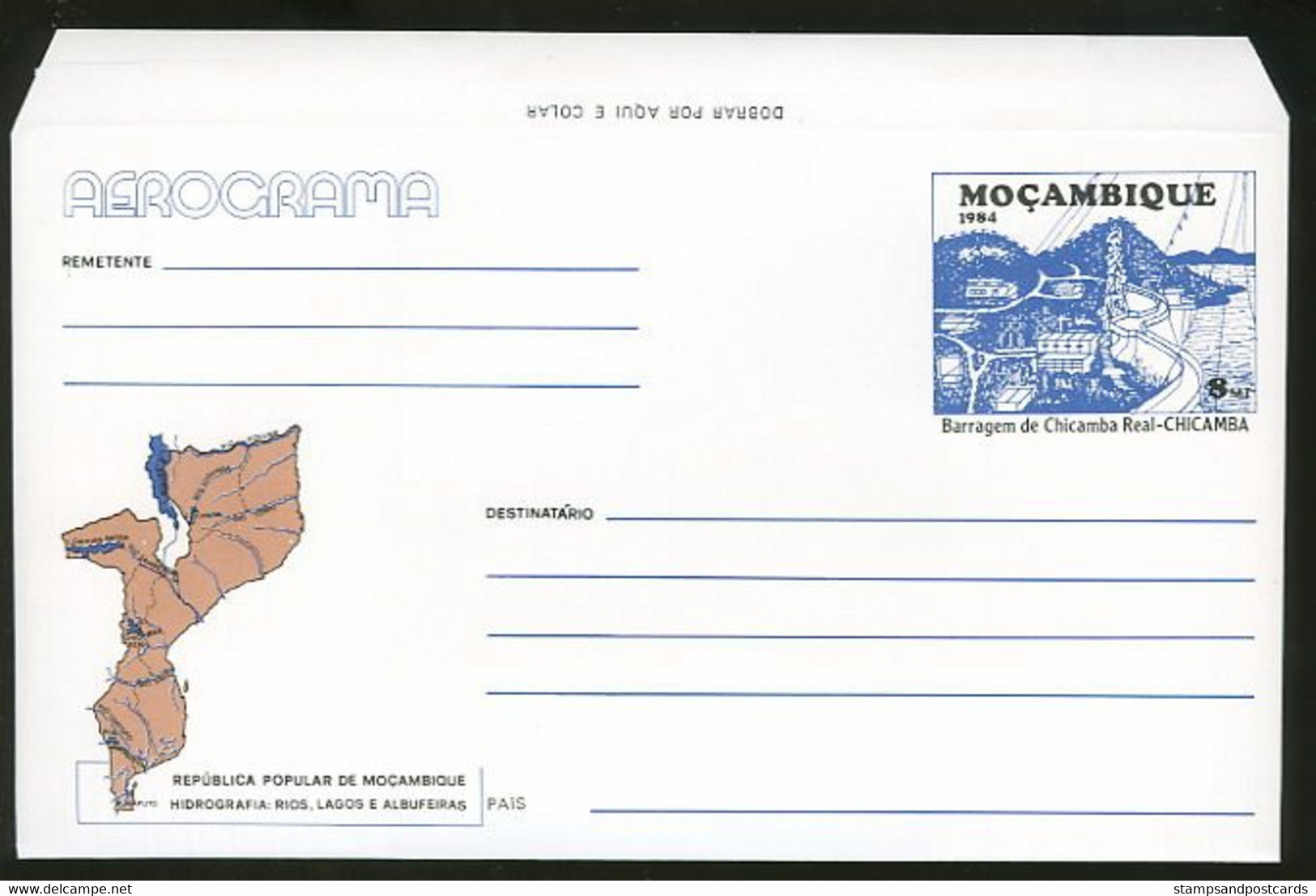 Mozambique Entier Postal Aerogramme 1984 Eau Barrage Moçambique Postal Stationary Water Dam - Eau