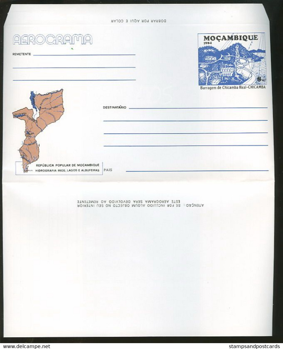 Mozambique Entier Postal Aerogramme 1984 Eau Barrage Moçambique Postal Stationary Water Dam - Eau