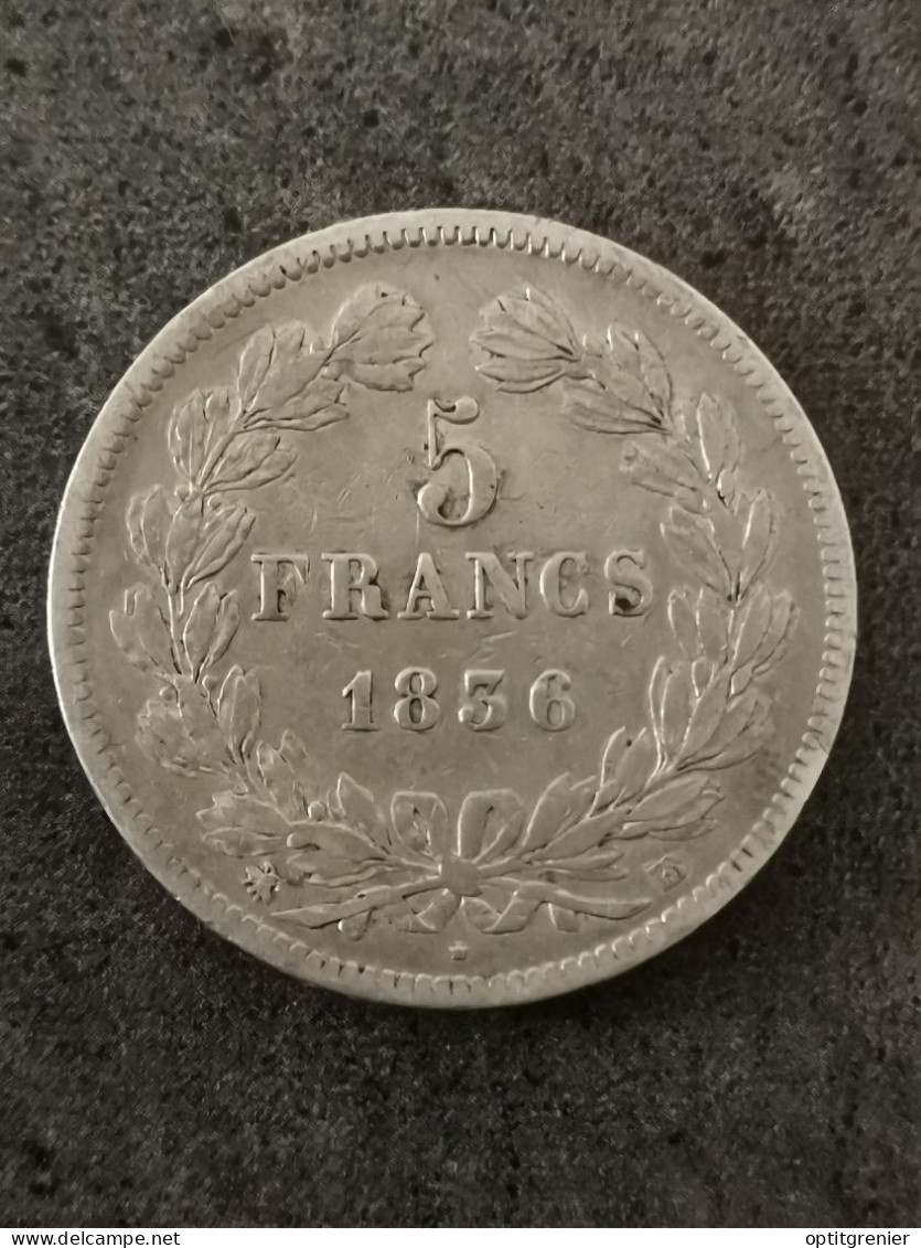 5 FRANCS ARGENT LOUIS PHILIPPE I 1836 BB STRASBOURG DOMARD 2è RET. 1186550 EX. - 5 Francs