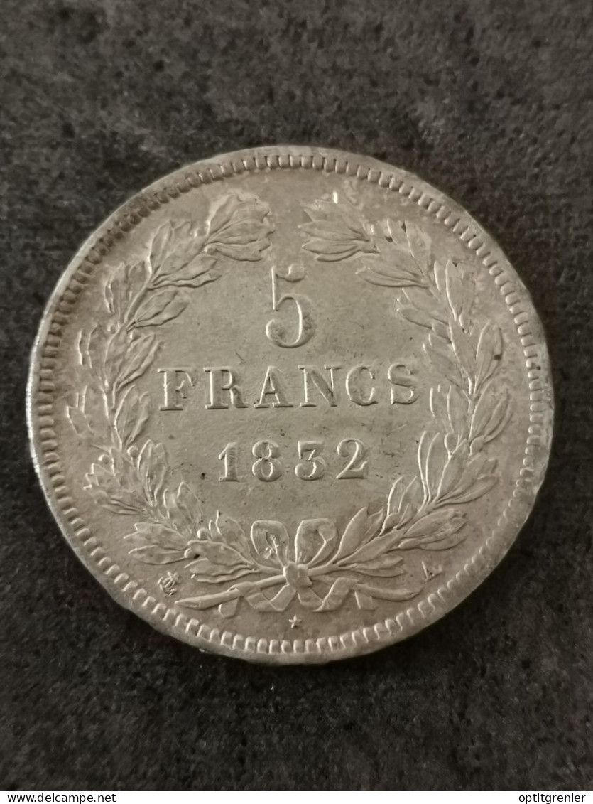 5 FRANCS ARGENT LOUIS PHILIPPE I 1832 A PARIS DOMARD 2è RETOUCHE / SILVER - 5 Francs