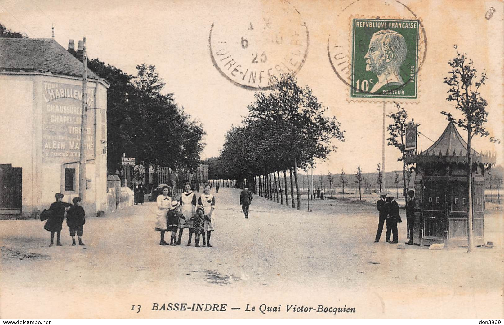 BASSE-INDRE (Loire-Atlantique) - Le Quai Victor Bocquien - Kiosque - Voyagé 1923 (2 Scans) - Basse-Indre