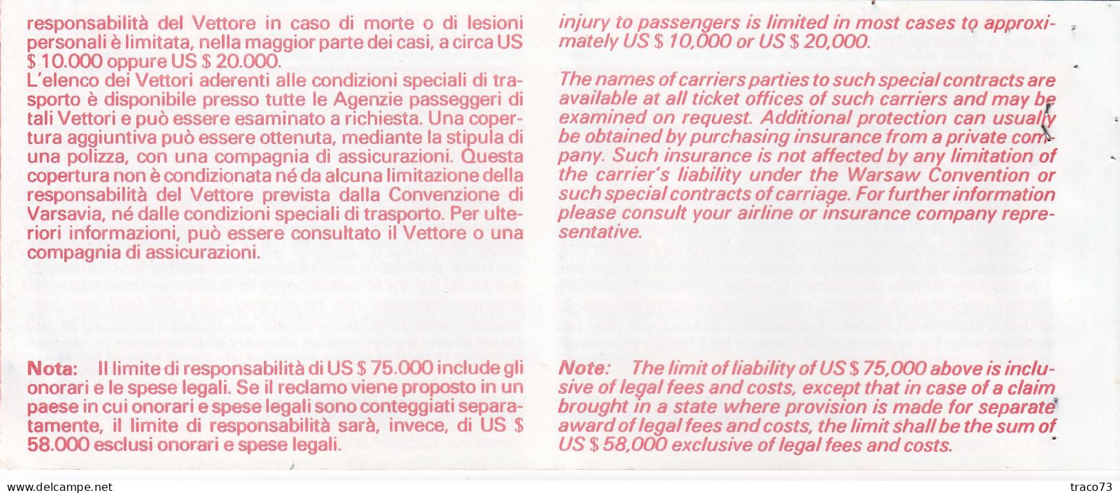 INTERNATIONAL AIR TRANSPORT ASSOCIATION - IATA /  BIGLIETTO  _ PASSENGER TICKET  _ 1989 - Wereld