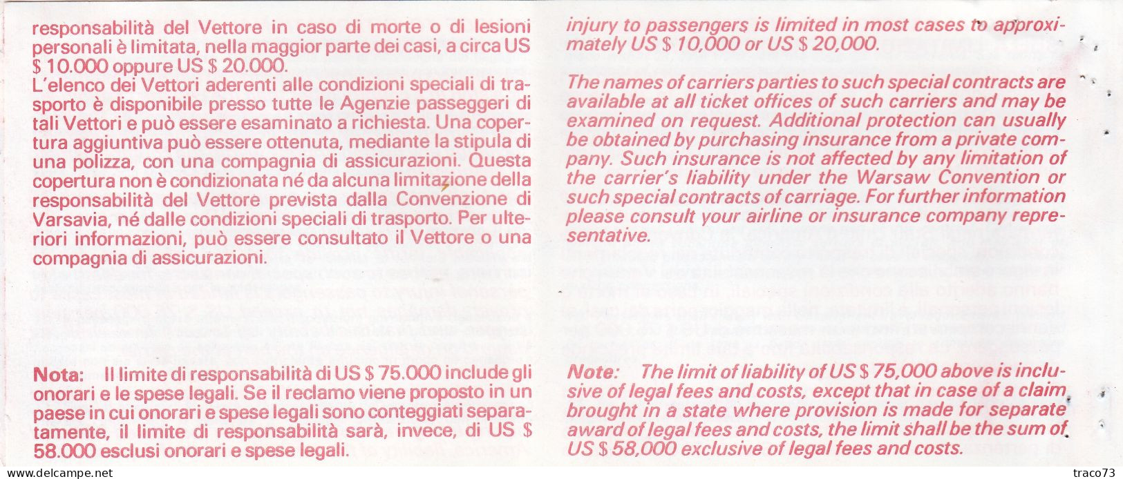 INTERNATIONAL AIR TRANSPORT ASSOCIATION - IATA /  BIGLIETTO  _ PASSENGER TICKET  _ 1989 - Wereld