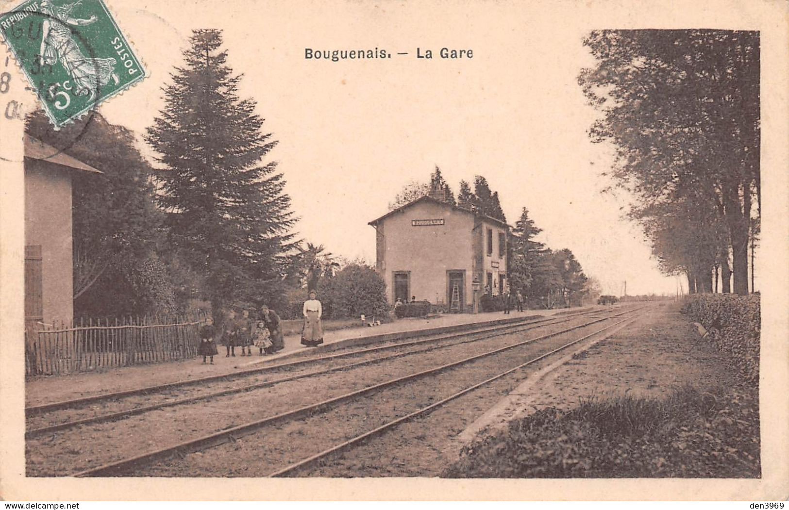 BOUGUENAIS (Loire-Atlantique) - La Gare - Voie Ferrée - Voyagé 1908 (2 Scans) Pierre Duteil 106 Route De Flandres Pantin - Bouguenais