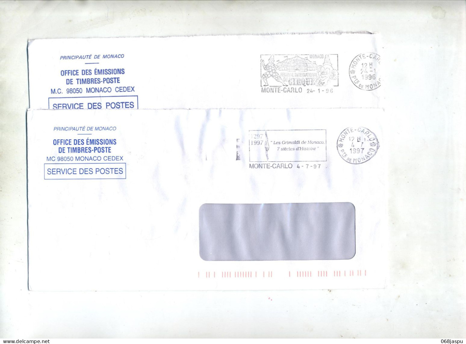 Lettre Flamme Monte Carlo Cirque Grimaldi - Postmarks