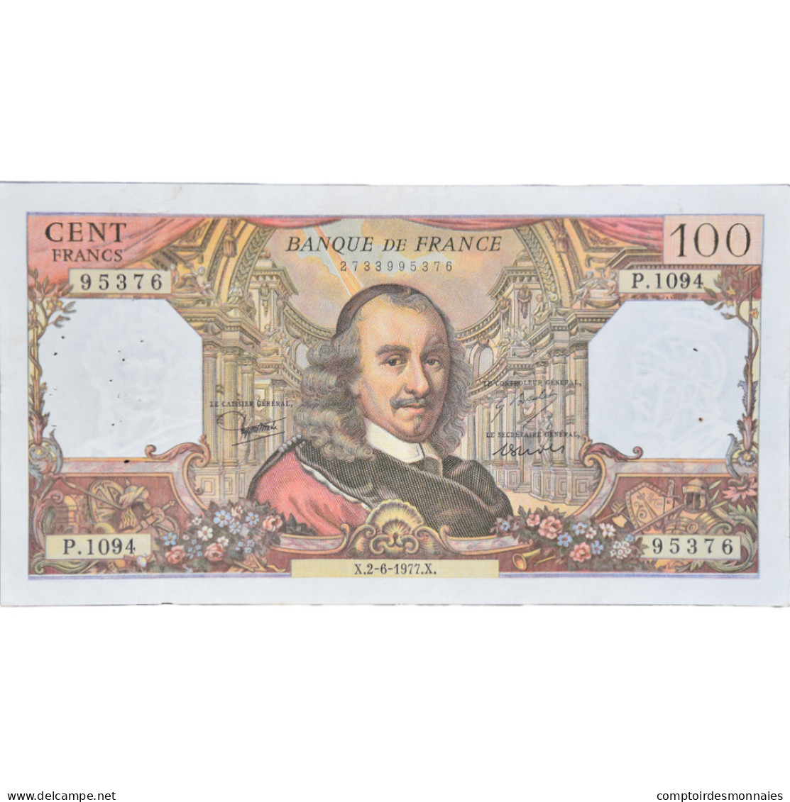 France, 100 Francs, Corneille, 1977, P.109495376, TTB, Fayette:65.58, KM:149f - 100 F 1964-1979 ''Corneille''