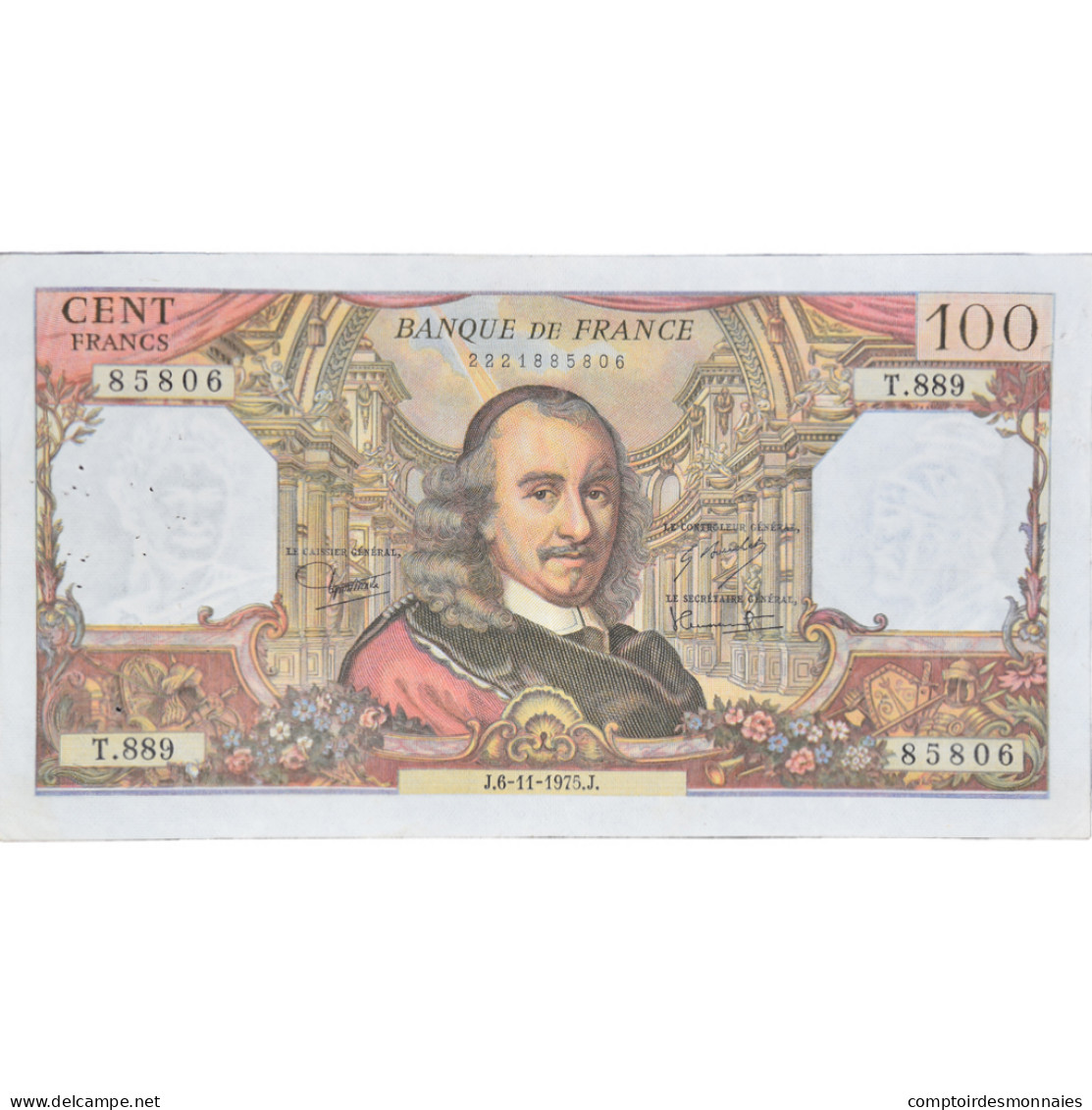 France, 100 Francs, Corneille, 1975, T.88985806, TTB, Fayette:65.50, KM:149e - 100 F 1964-1979 ''Corneille''