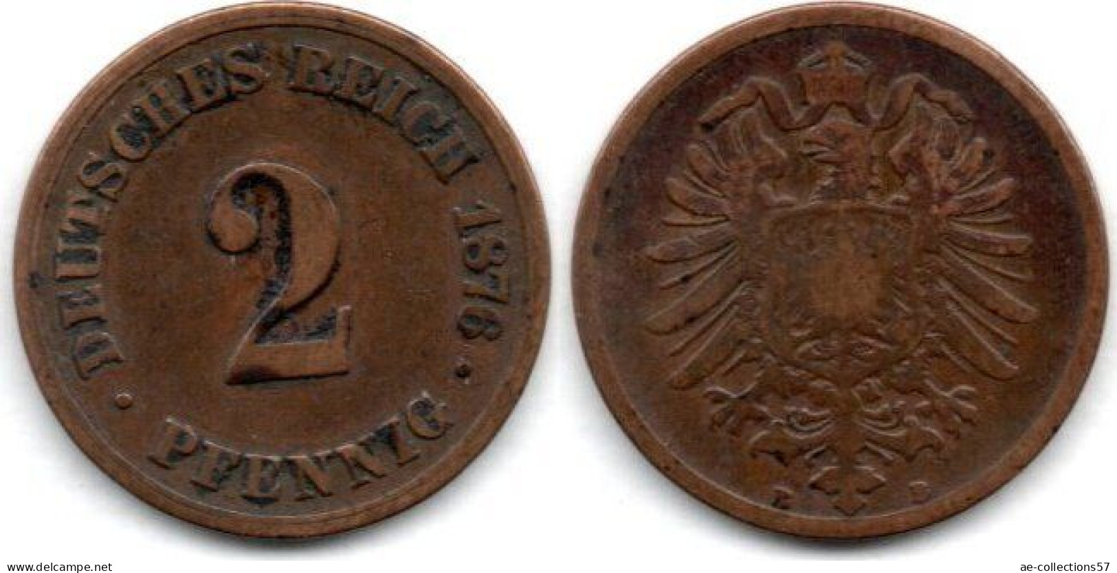 MA 24161 / Allemagne - Deutschland - Germany 2 Pfennig 1876 B TB - 2 Pfennig