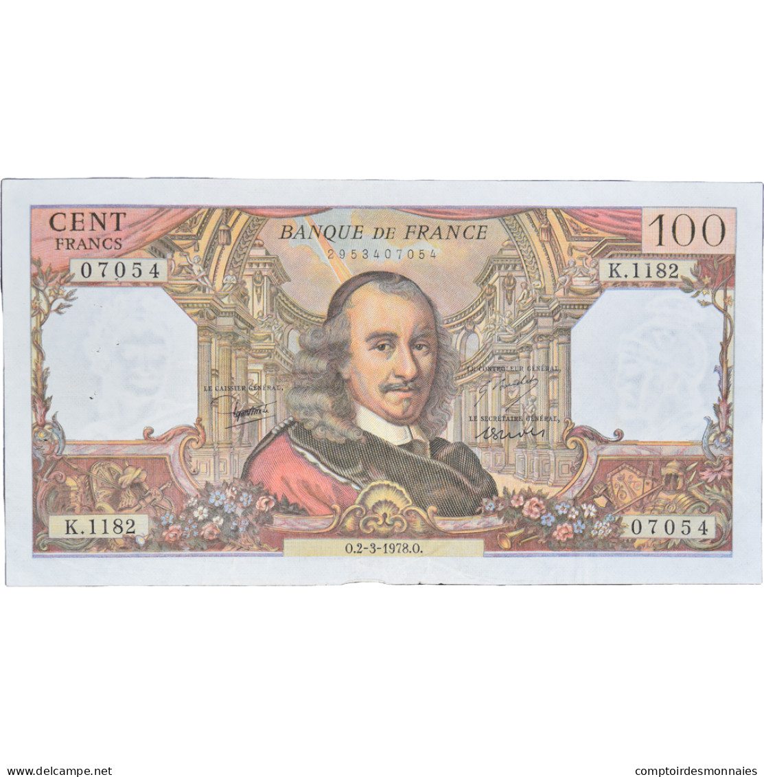 France, 100 Francs, Corneille, 1978, K.118207054, TTB, Fayette:65.62, KM:149f - 100 F 1964-1979 ''Corneille''