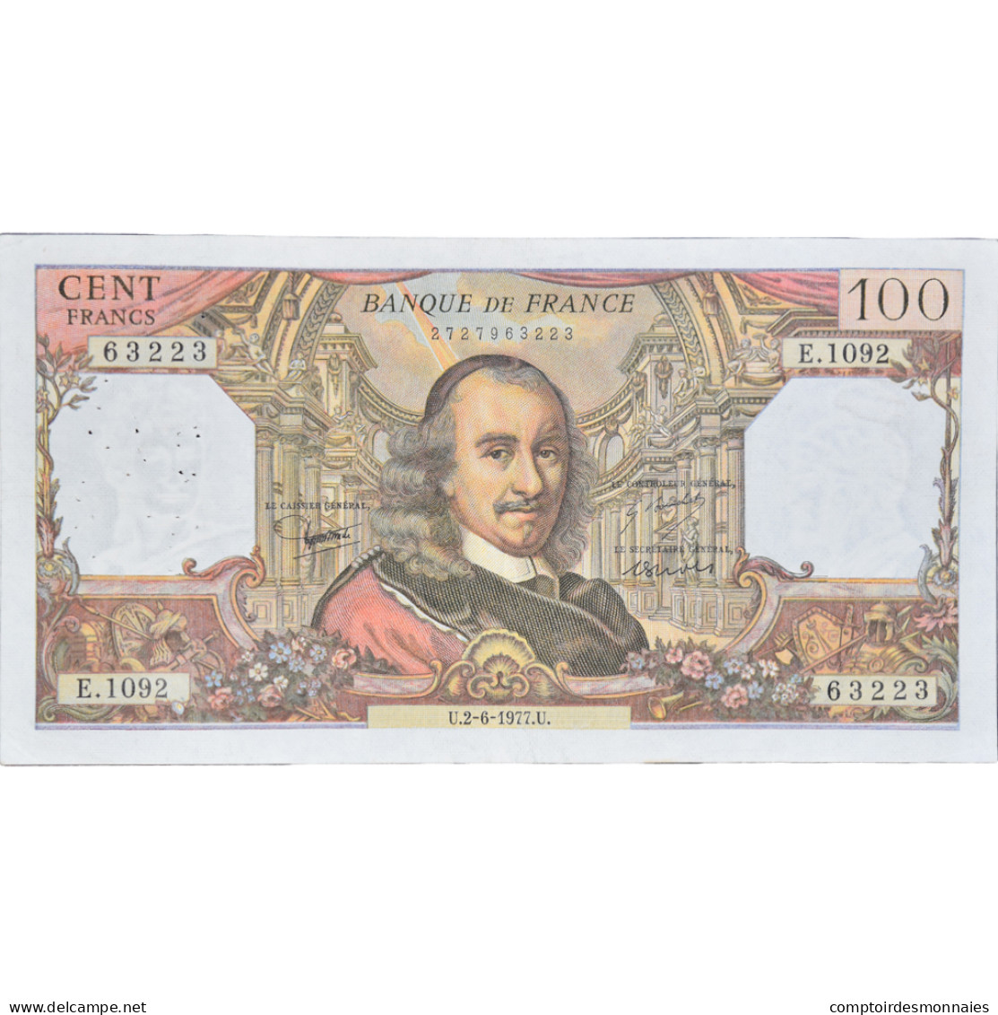 France, 100 Francs, Corneille, 1977, E.109263223, TTB, Fayette:65.58, KM:149f - 100 F 1964-1979 ''Corneille''