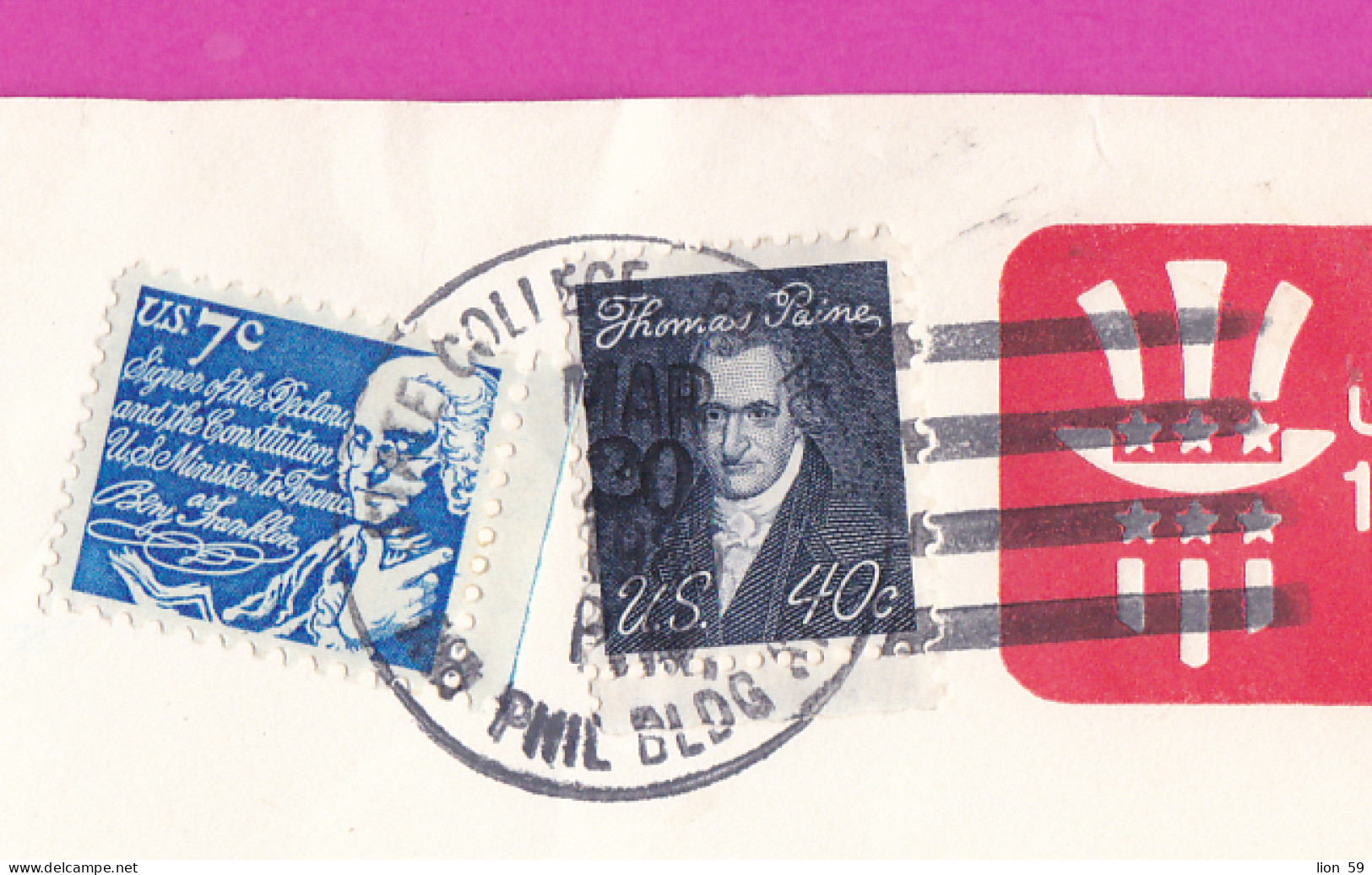 274923 / United States State College Pa. 1978 - 15c Stationery 7+40 Prominent Americans - Benjamin Franklin Thomas Paine - 1961-80