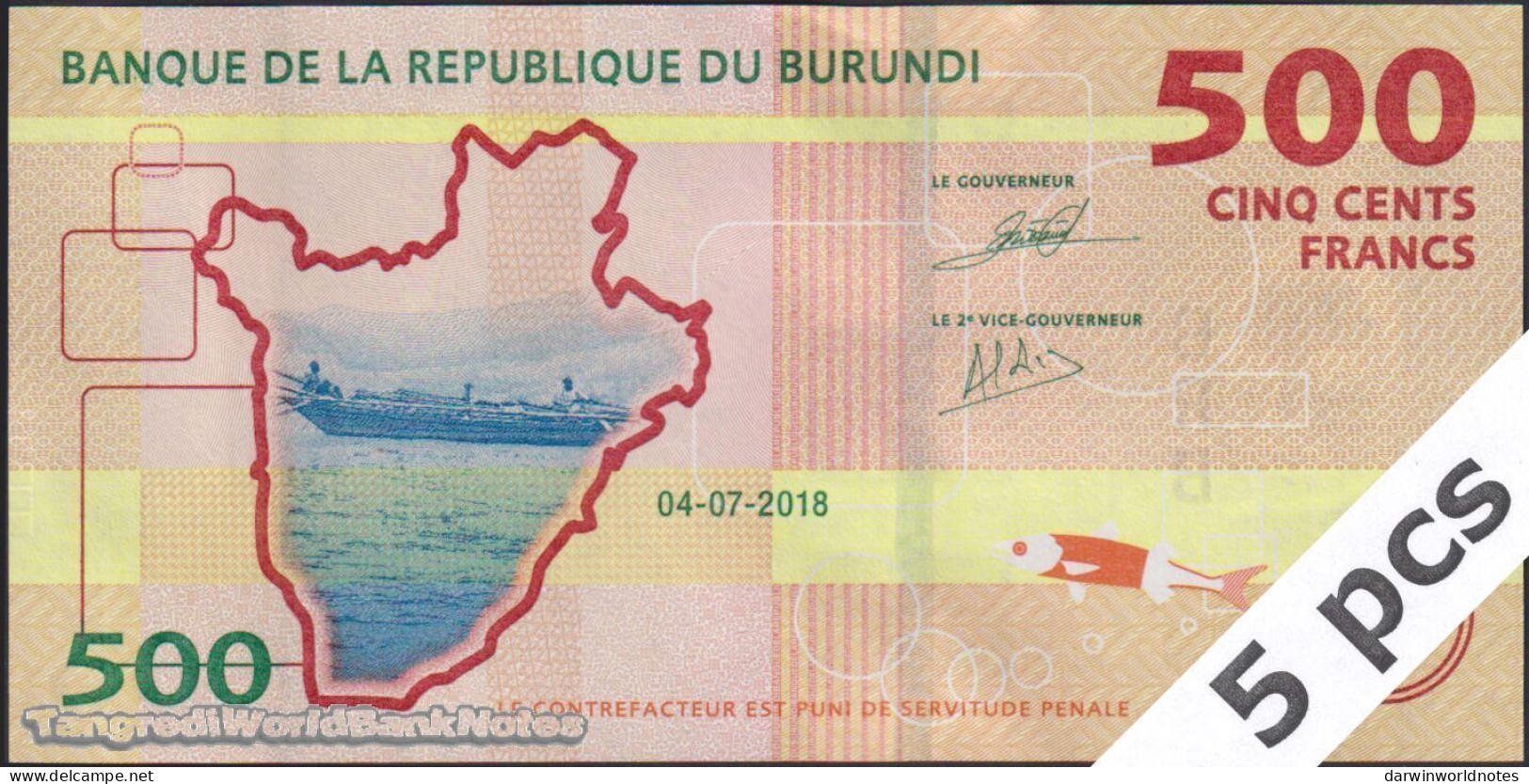DWN - BURUNDI P.50b - 500 Francs 2018 (2019) UNC Various Prefixes DEALERS LOT X 5 - Burundi