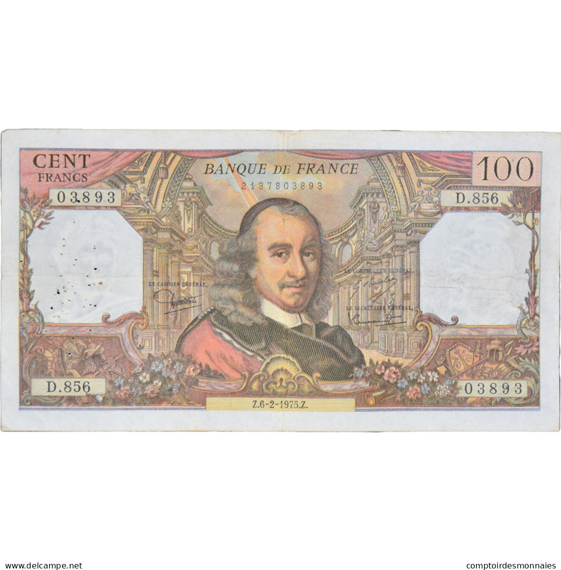 France, 100 Francs, Corneille, 1975, D.85603893, TTB, Fayette:65.48, KM:149e - 100 F 1964-1979 ''Corneille''