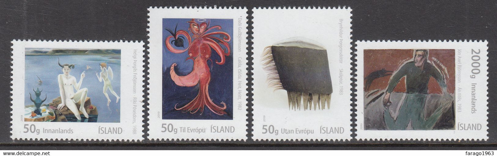 2019 Iceland Icelandic Modern Art Paintings  Complete Set Of 4 MNH @ BELOW Face Value - Nuevos