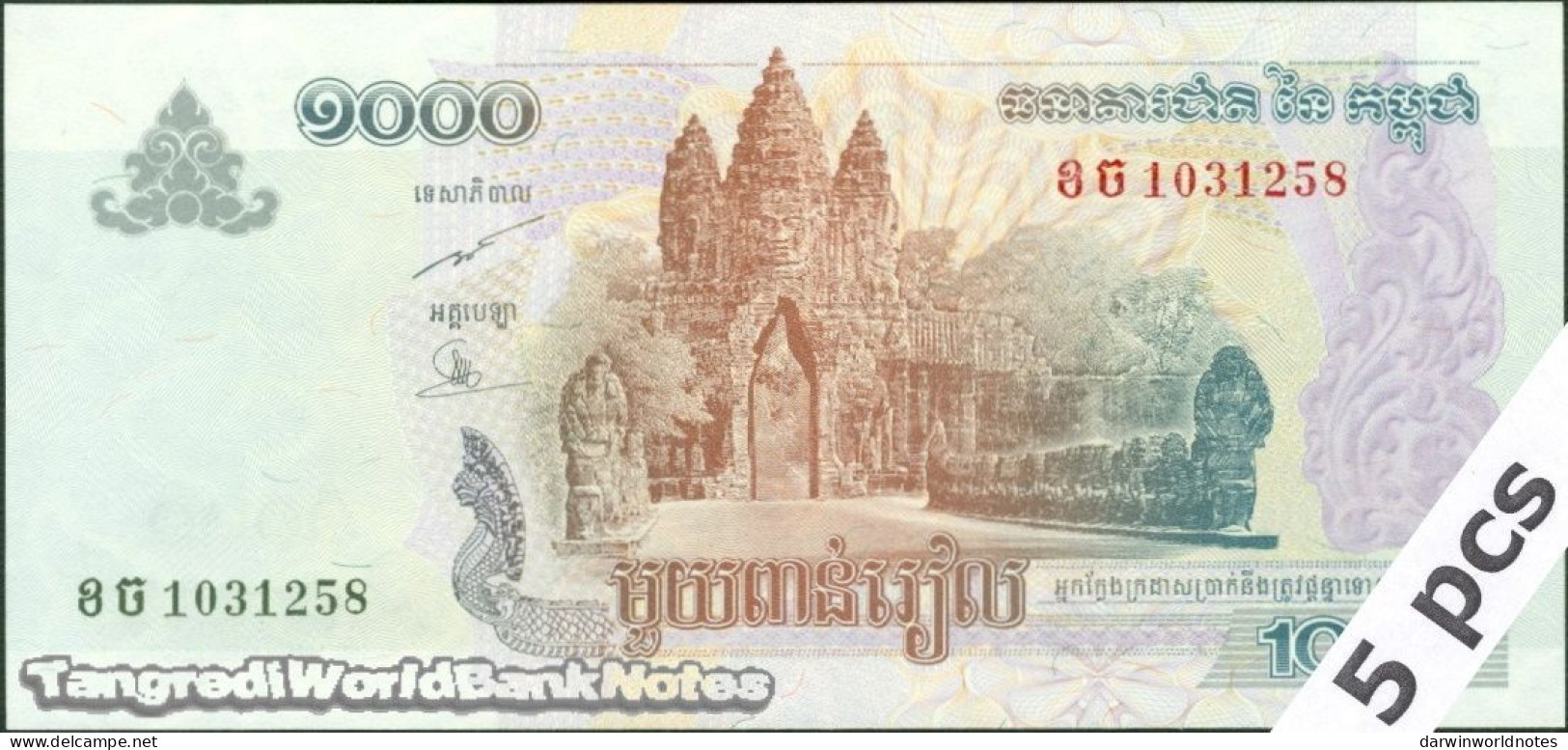 DWN - CAMBODIA P.58a - 1000 1.000 Riels 2005 UNC - Various Prefixes DEALERS LOT X 5 - Cambodge