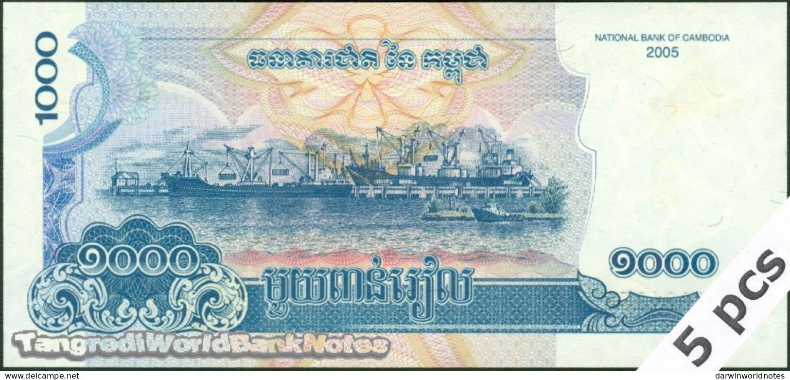 DWN - CAMBODIA P.58a - 1000 1.000 Riels 2005 UNC - Various Prefixes DEALERS LOT X 5 - Cambodge