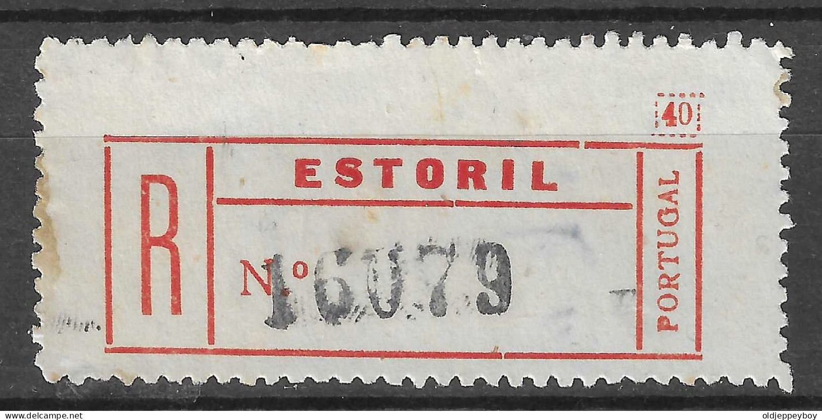 REGISTO -ESTORIL POERTUGAL REGISTERED LABEL VIGNETTE Reklamemarke CINDERELLA  Erinnophilie  - Erinnofilia