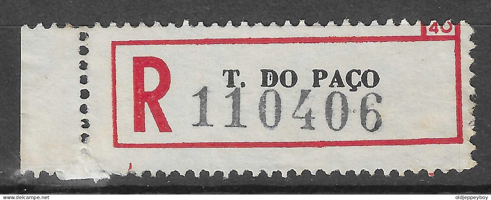 REGISTO  TERREIRO DO PAÇO  POERTUGAL REGISTERED LABEL VIGNETTE Reklamemarke CINDERELLA  Erinnophilie  - Erinnofilia