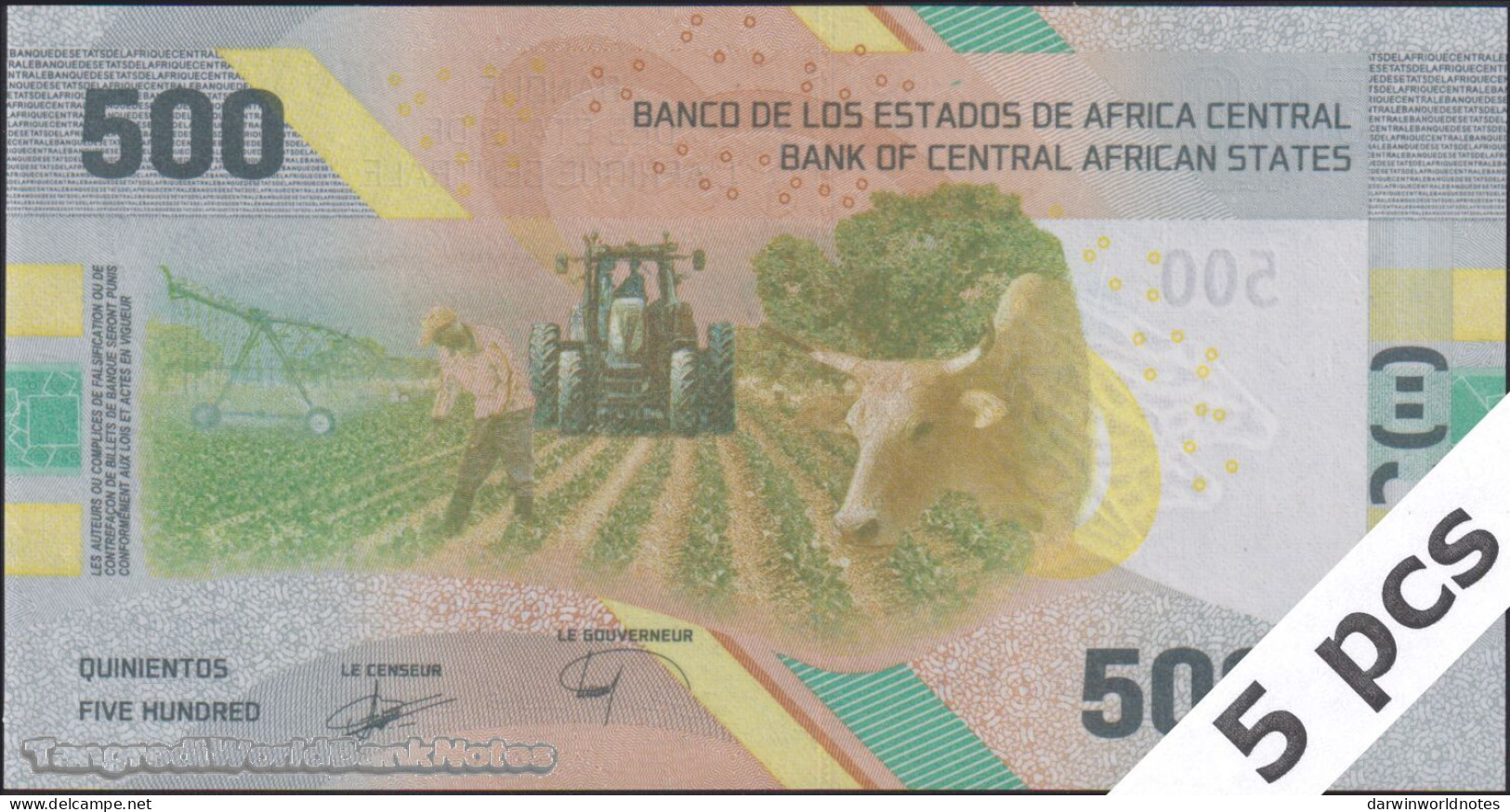 DWN - CENTRAL AFRICAN STATES P.700 - 500 Francs 2020 (2022) UNC - Various Prefixes DEALERS LOT X 5 - États D'Afrique Centrale