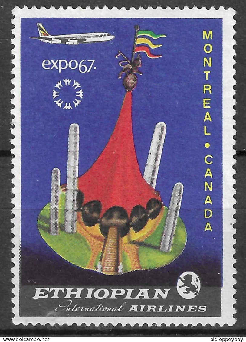 EXPO 67 MONTREAL CANADA ETHIOPIAN AIRLINES  VIGNETTE Reklamemarke Erinnophilie  - Erinnofilia