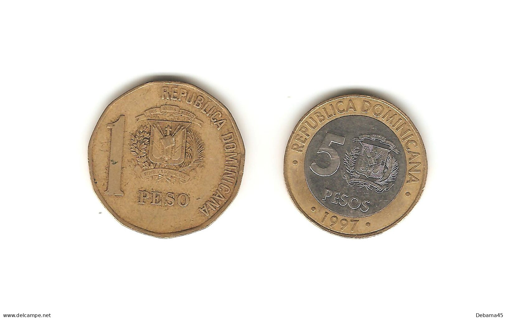 480/ Dominicaine (république) : 1 Peso 2002 - 5 Pesos 1997 - Dominicaine