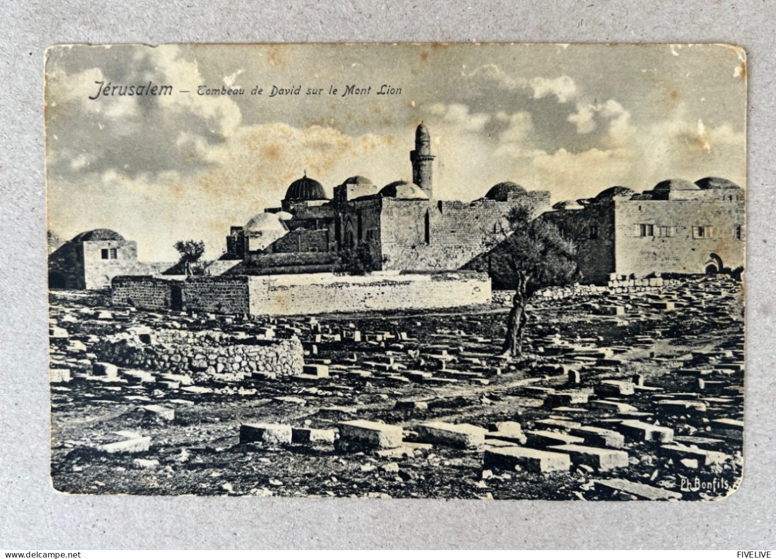 JUDAICA POSTCARD POSTKARTE BY UNION POSTALE UNIVERSELLE - JÉRUSALEM Combeau De David Sur Le Mont Cion. PALESTINE, ISRAEL - Palestine