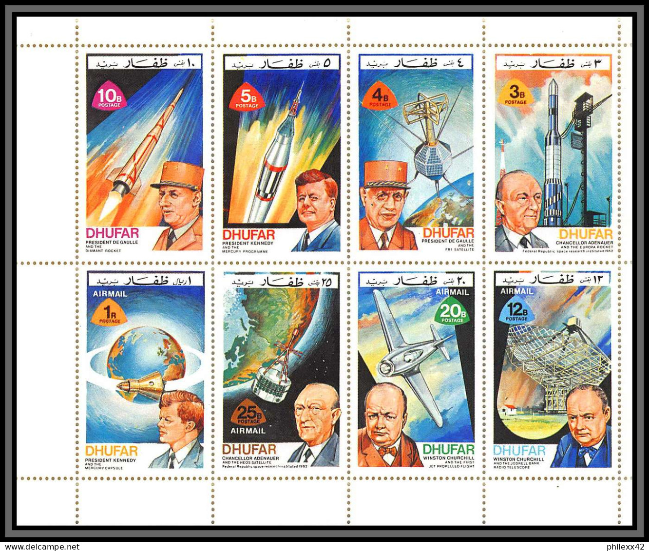 81654 Dhufar (oman Emirates) Winston Churchill + Satellites Espace (space) Dentelés + Non Dentelé Imperf ** MNH 1972 - Sir Winston Churchill