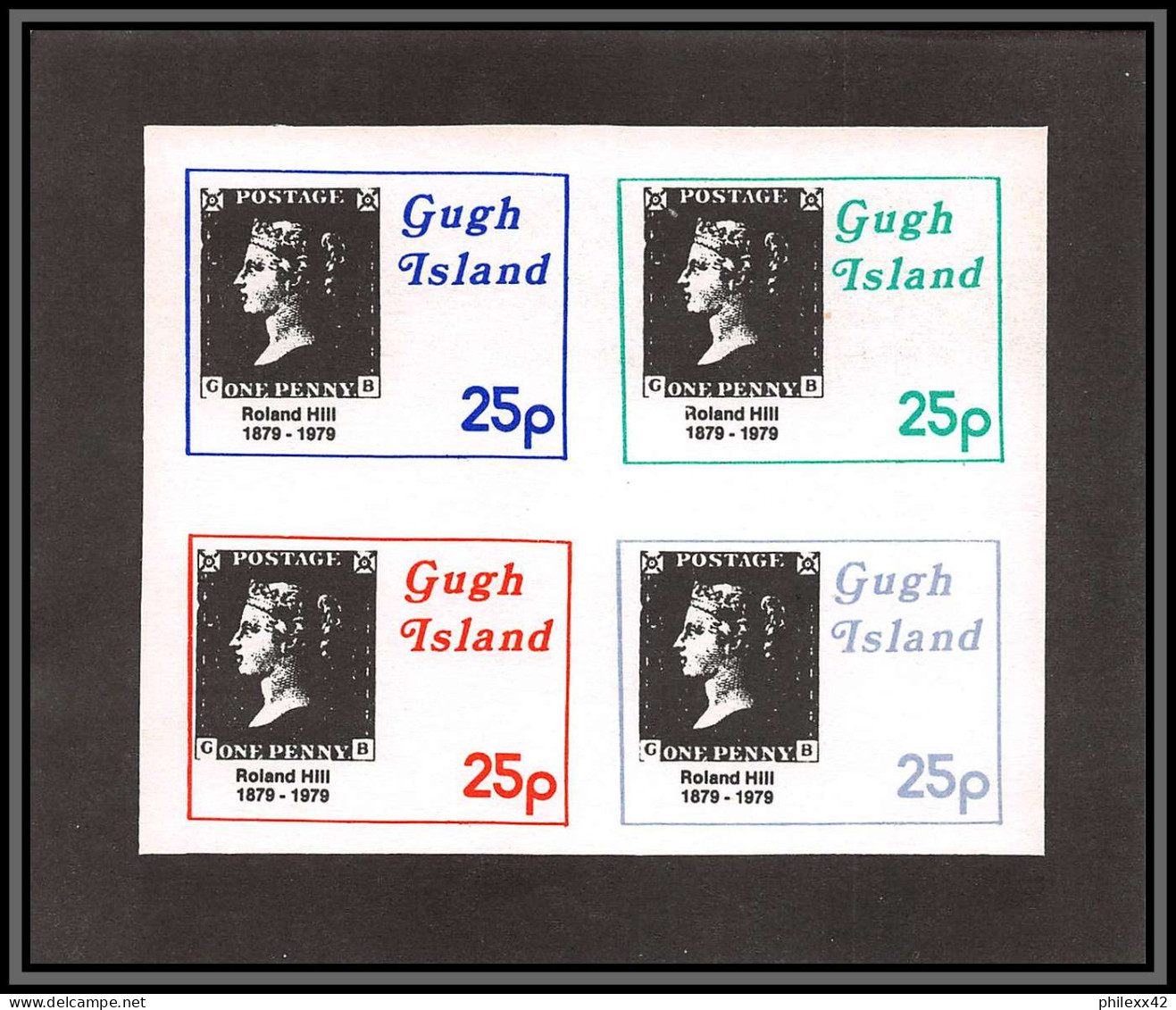 81642 Gugh Island Uk England One Penny Black Stamps On Stamps Rowland Hill 1879/1979 MNH Non Dentelé Imperf - Rowland Hill