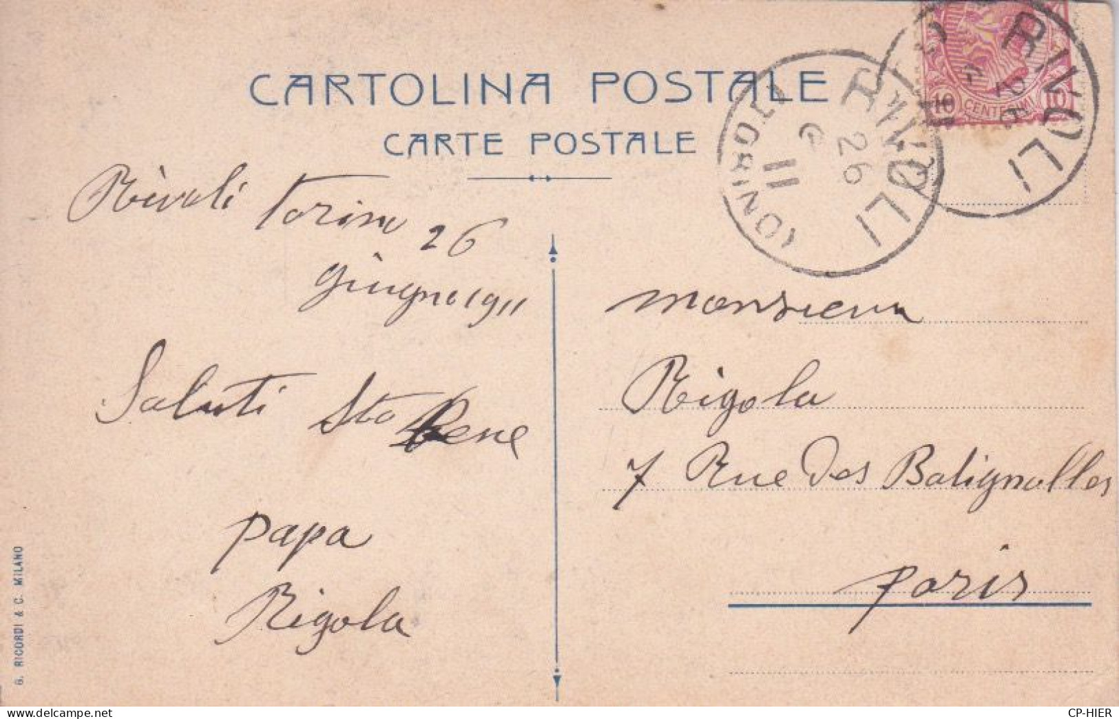 ITALIE - ITALIA -  RIVOLI TORINO - EXPOSITION INTERNATIONALE  1911 DE L'HUMOUR -  DI UMORISMO - ILLUSTRATEUR - Rivoli