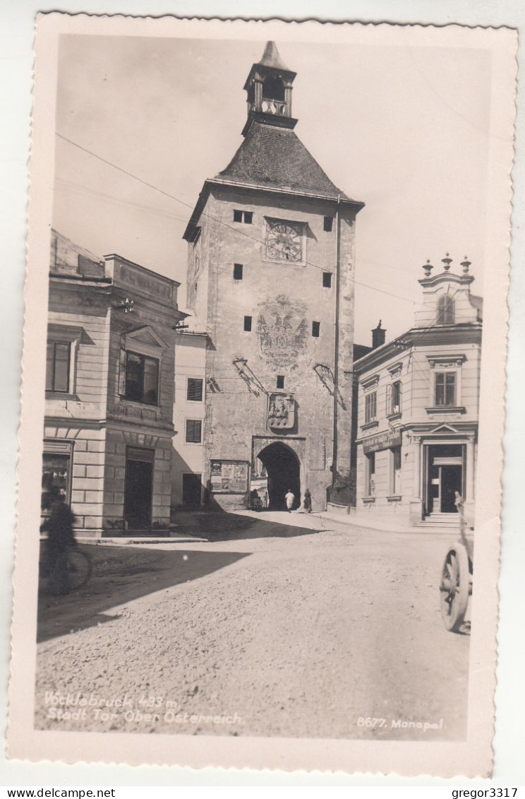 D3711) VÖCKLABRUCK - Sstadt Tor - Mit Rad Von  Altem WAGEN U. Geschäften ALTE FOTO AK - Vöcklabruck