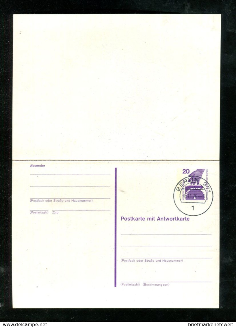 "BERLIN" 1975, Postkarte Mit Antwortteil Mi. P 101 Gestempelt (20009) - Postales - Usados