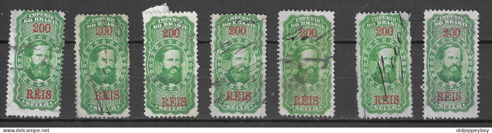 7 X BRAZIL BRASIL 1890 IMPERIO  TESOURO NACIONAL  TAX REVENUE FISCAL 200 REIS - Dienstmarken