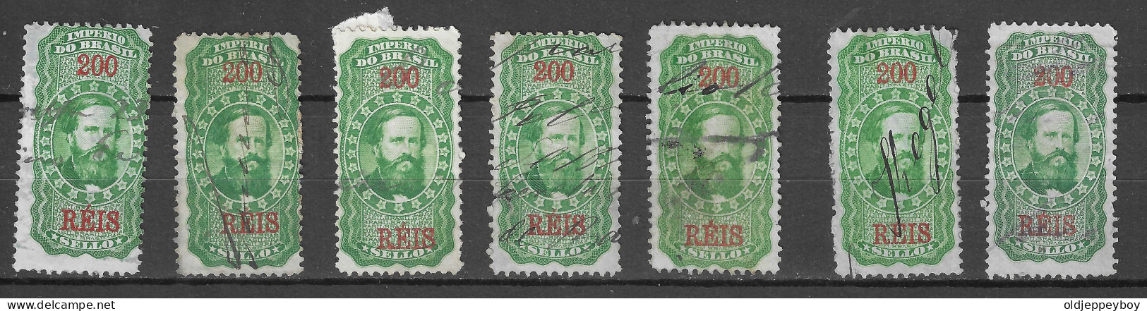 7 X BRAZIL BRASIL 1890 IMPERIO  TESOURO NACIONAL  TAX REVENUE FISCAL 200 REIS - Servizio