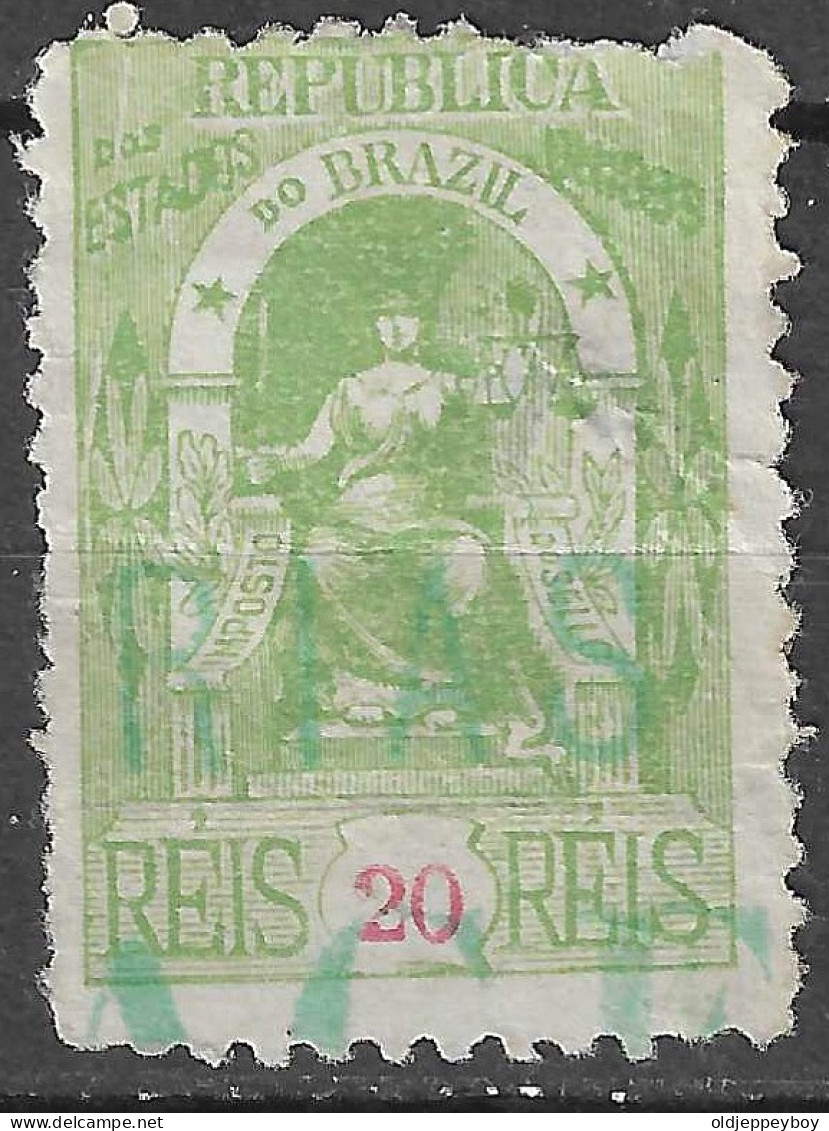 20 Reis REPUBLICA DOS ESTADOS DO BRAZIL Revenue Fiscal Tax Postage Due Official Brazil Brasil - Strafport