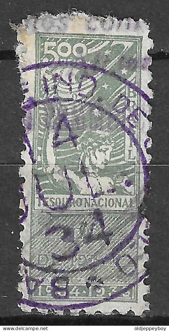 BRASIL BRAZIL 1934 TESOURO NACIONAL 500 REIS RARE    Revenue Fiscal Tax Postage Due Official Brazil Brasil - Strafport