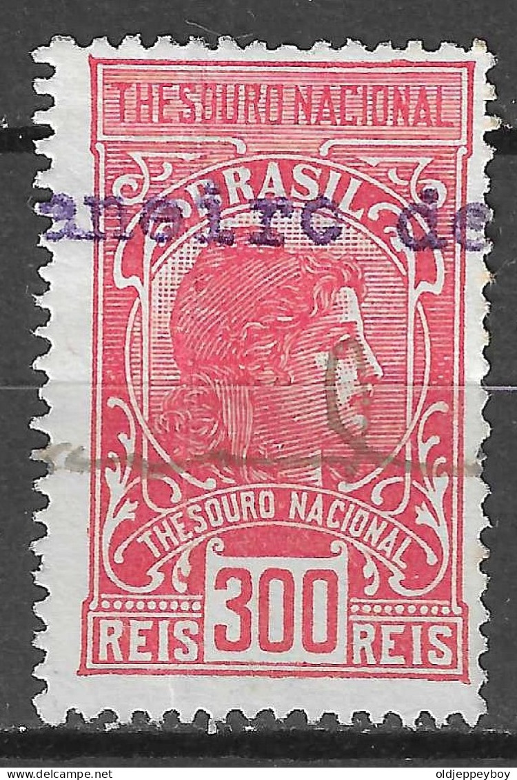 BRAZIL Tesouro Federal 300 Reis    Revenue Fiscal Tax Postage Due Official Brazil Brasil - Strafport