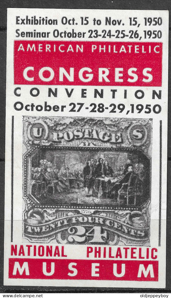 BIG SIZE AMERICAN PHILATELIC CONGRESS CONVENTION 1950  NATIONAL MUSUEM VIGNETTE Reklamemarke CINDERELLA Erinnophilie - Erinnofilia