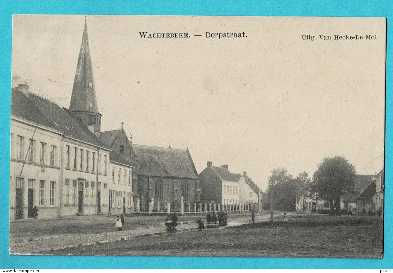* Wachtebeke (Oost Vlaanderen) * (Uitg Van Hecke - De Mol) Dorpstraat, église, Straatzicht, Old, Rare, Unique - Wachtebeke