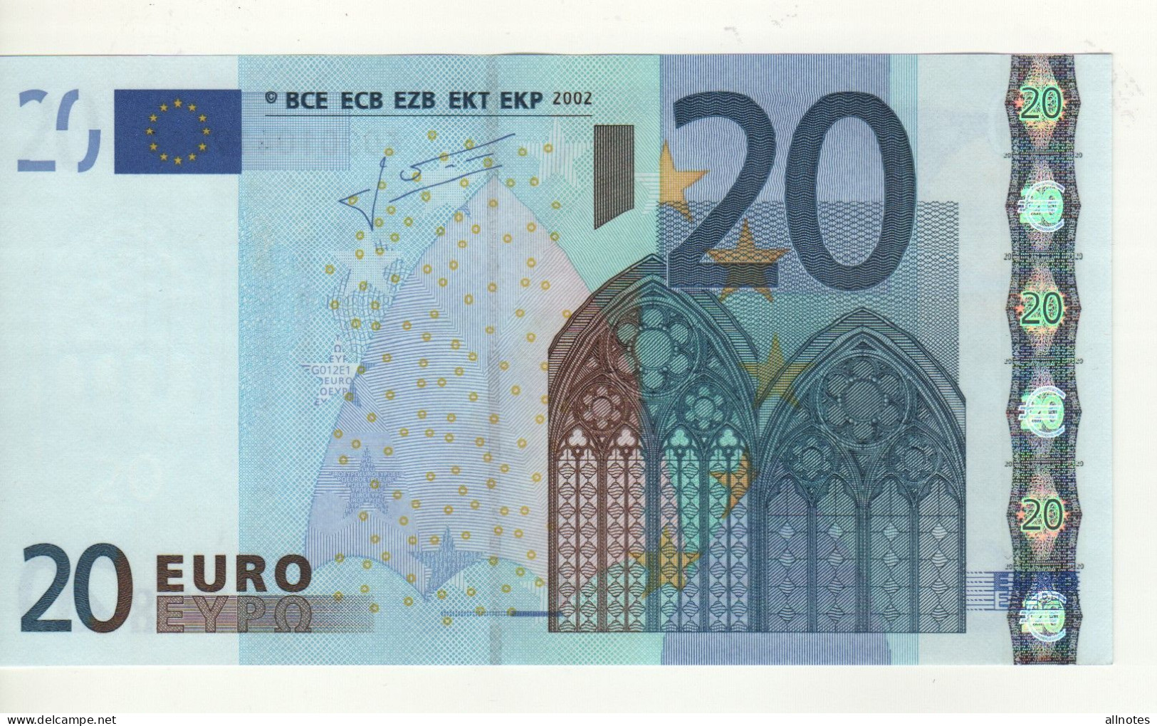 20 EURO  "E"   SLOVAKIA    Firma Trichet   G 012 E1   E00010419366   /  FDS - UNC - 20 Euro