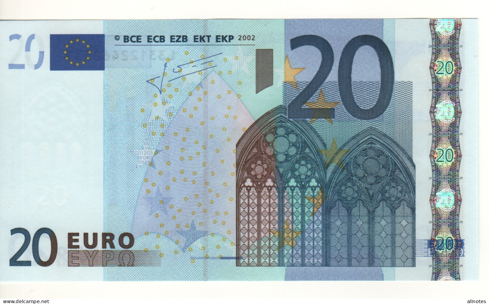 20 EURO  "L"   FINLAND    Firma Trichet    G 012 G3     /  FDS  -  UNC - 20 Euro