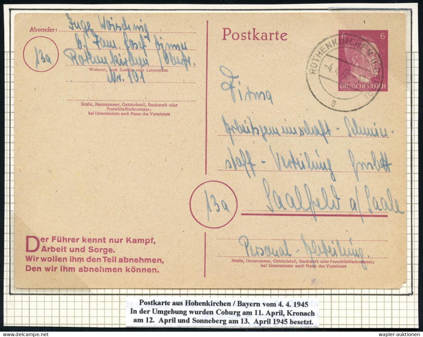 ÜBERROLLER / SPÄTE POST (Januar Bis 8.5.1945) - LATE MAIL (until May 8th, 1945) - POSTE TRES TARD (jusque à  8 Mai 1945  - Guerre Mondiale (Seconde)