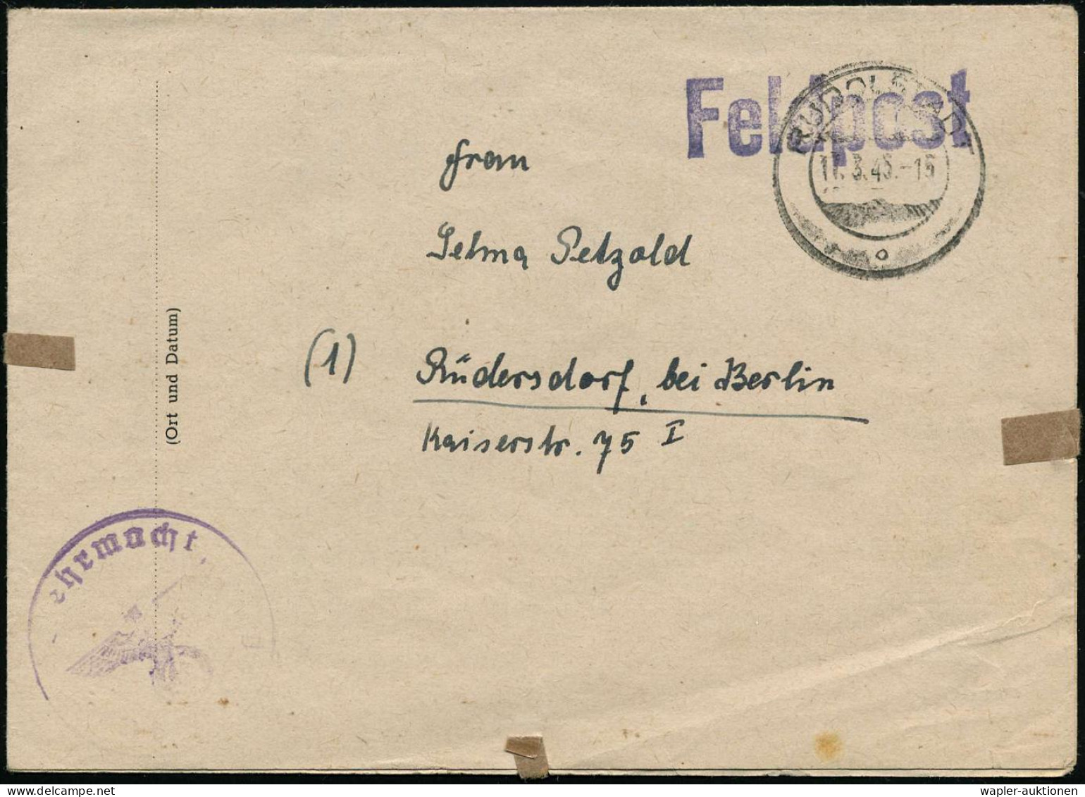 ÜBERROLLER / SPÄTE POST (Januar Bis 8.5.1945) - LATE MAIL (until May 8th, 1945) - POSTE TRES TARD (jusque à  8 Mai 1945  - WW2 (II Guerra Mundial)