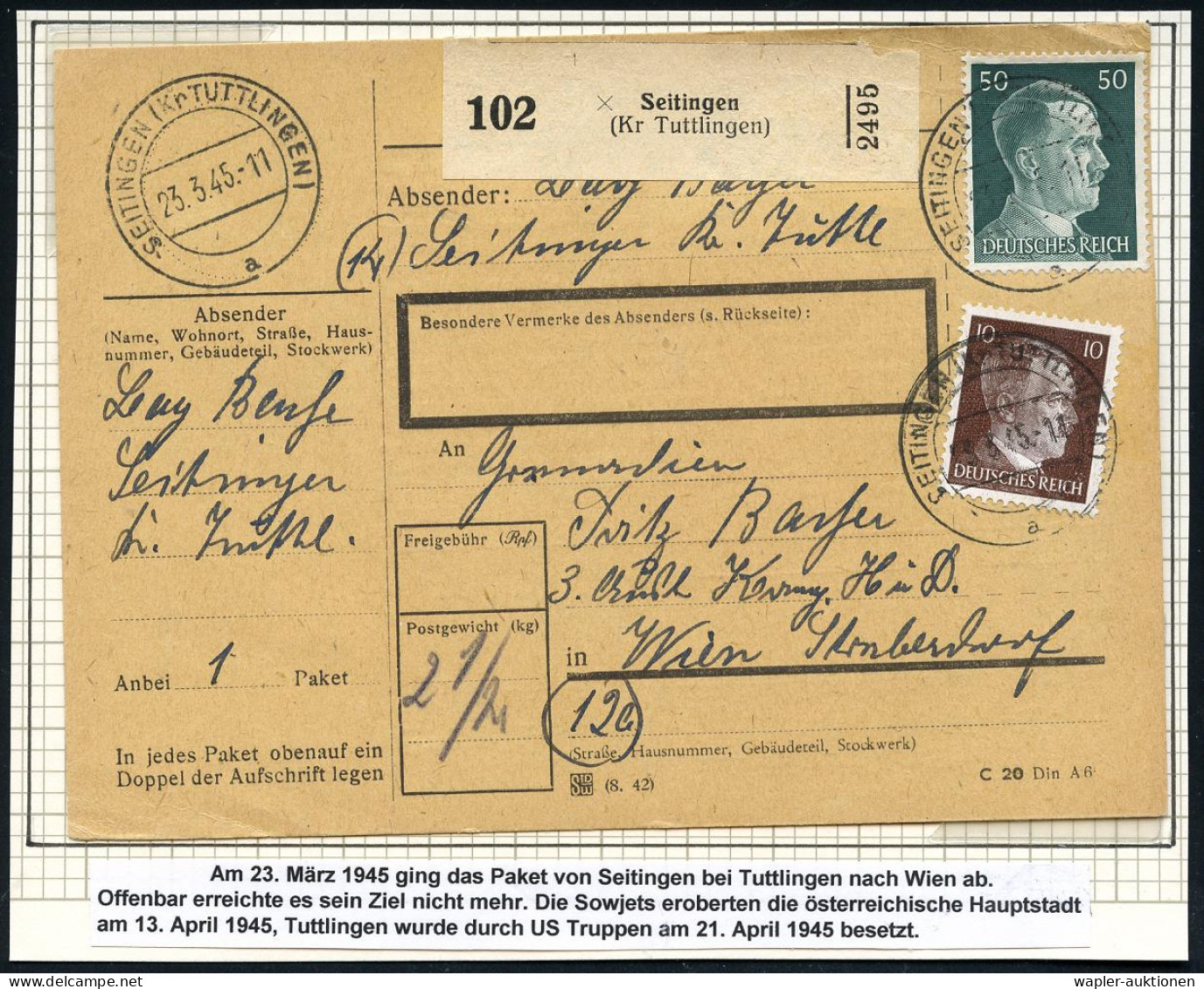 ÜBERROLLER / SPÄTE POST (Januar Bis 8.5.1945) - LATE MAIL (until May 8th, 1945) - POSTE TRES TARD (jusque à  8 Mai 1945  - 2. Weltkrieg