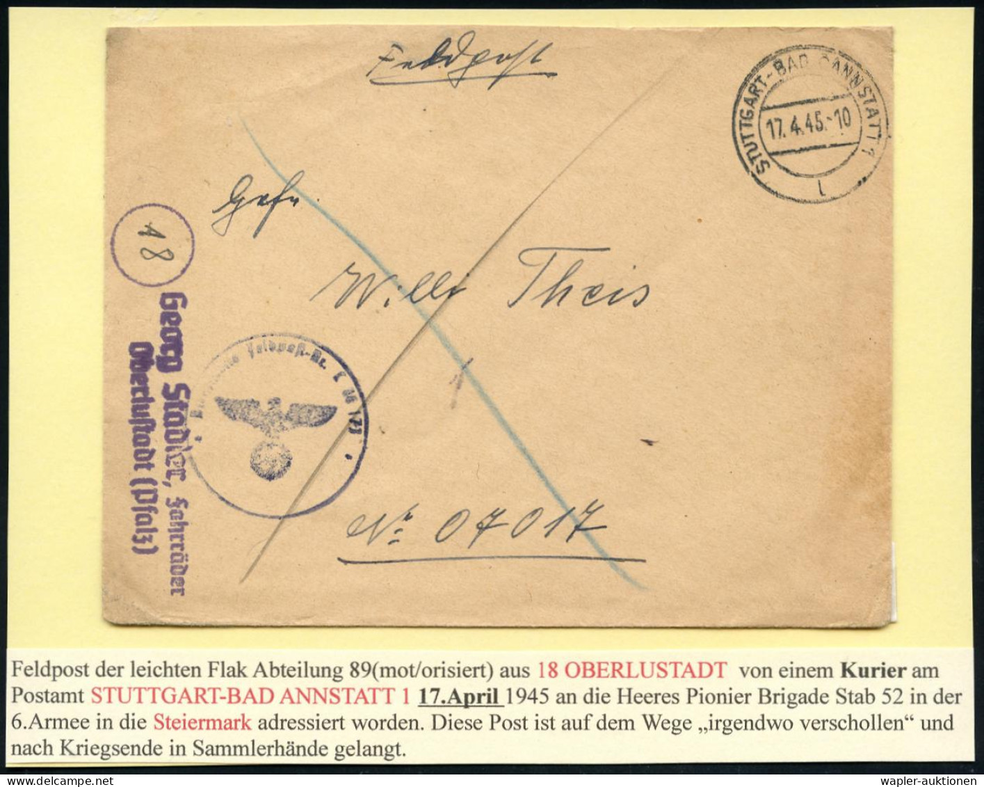 ÜBERROLLER / SPÄTE POST (Januar Bis 8.5.1945) - LATE MAIL (until May 8th, 1945) - POSTE TRES TARD (jusque à  8 Mai 1945  - WW2