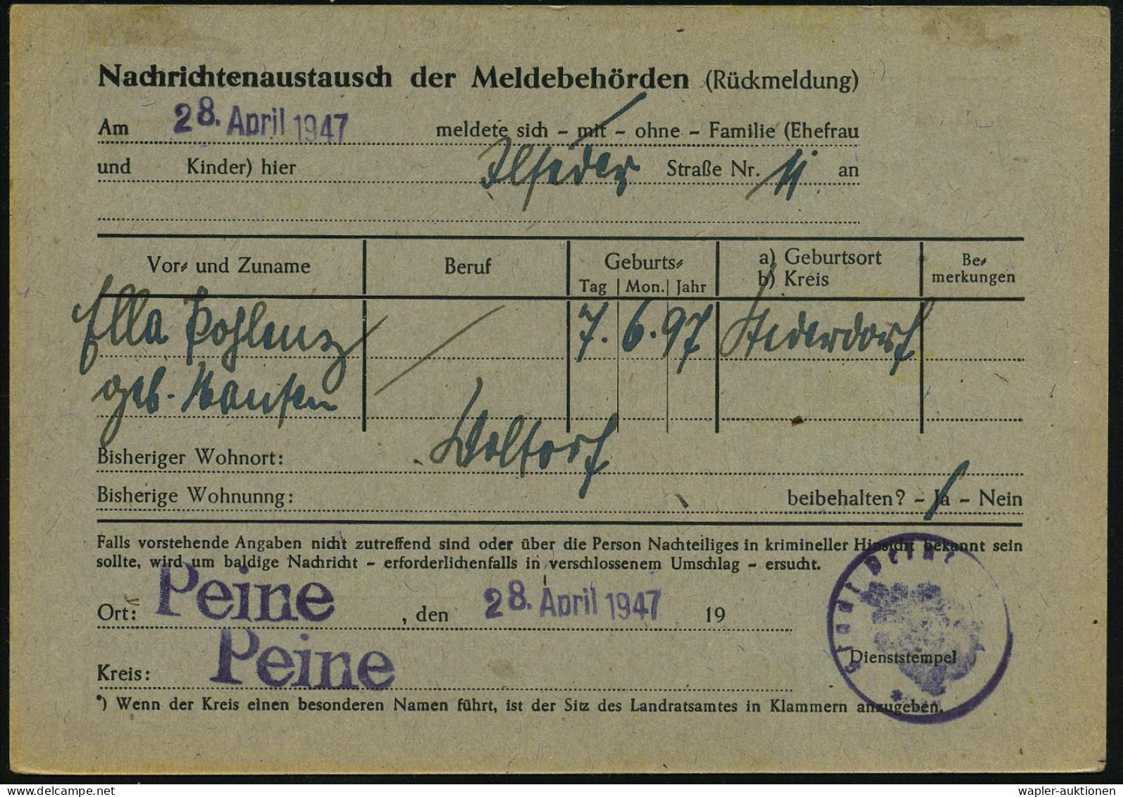 WESTZONEN / BIZONE / TRIZONE (BIS 1949) - ANGLO-AMERICAN OCCUPATION OF GERMANY / BI-ZONE - ZONE OCCUPEE ANGLO-AMERICAINE - Sonstige & Ohne Zuordnung