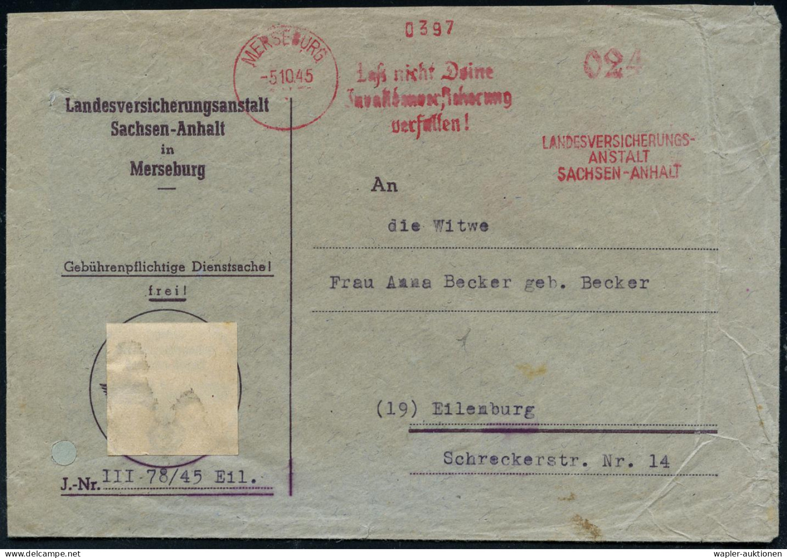 SOWJETISCHE BESATZUNGSZONE (1945-49) - RUSSIAN OCCUPIED ZONE (1945-49) - ZONE SOVIETIQUE (1945-49) - ZONA DI OCUPAZIONE  - Other & Unclassified