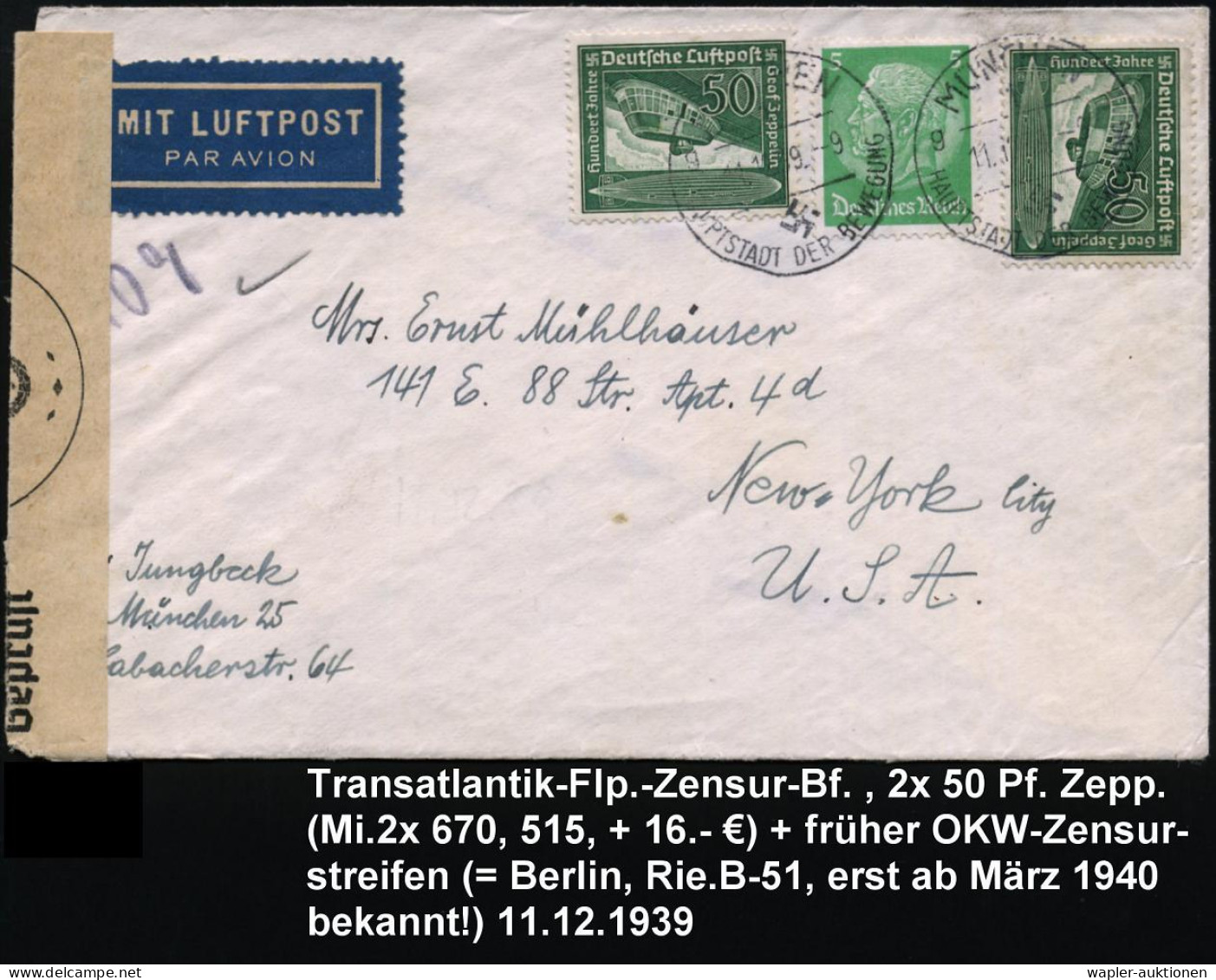 REGULÄRE TRANSATLANTIK-LUFTPOST (OHNE KATAPULTPOST) - REGULAR TRANSATLANTIC AIR MAIL (WITHOUT CATAPULT MAIL) - POSTE AER - Sonstige (Luft)