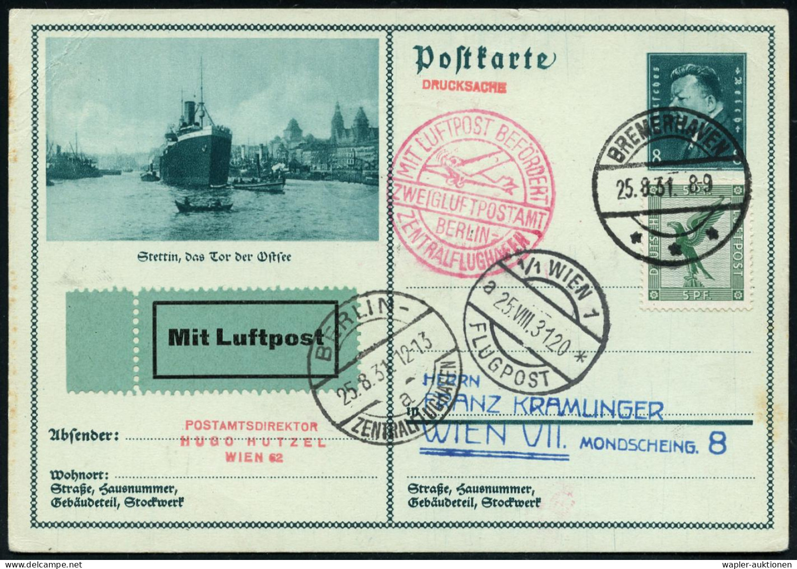 DEUTSCHE FLUGBESTÄTIGUNGSSTEMPEL - GERMAN AIR MAIL ARRIVAL POSTMARKS - OBLITERATION DE L'ARRIVEE (PORTS D'AVION) - ANNUL - Andere (Lucht)